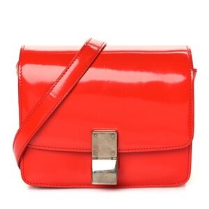 CELINE Spazzolato Calfskin Classic Box Medium Flap Vermillion